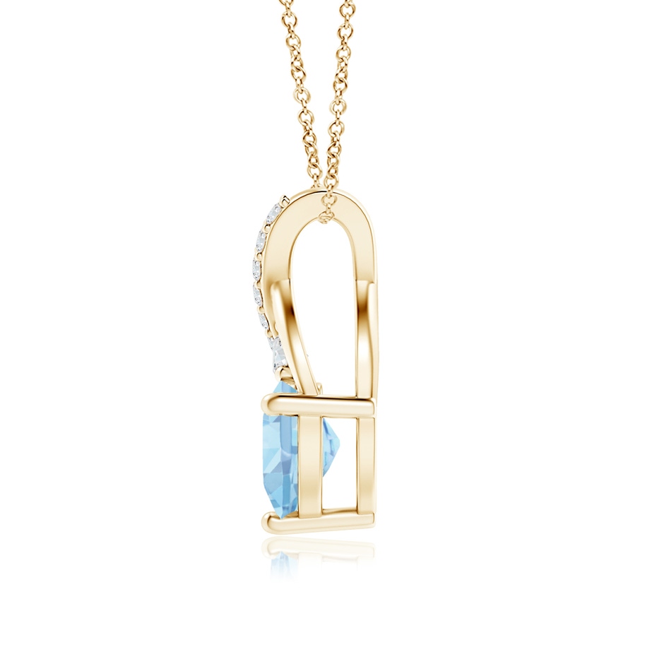 6mm AAAA Solitaire Heart Aquamarine Pendant with Twisted Diamond Bale in Yellow Gold side 199