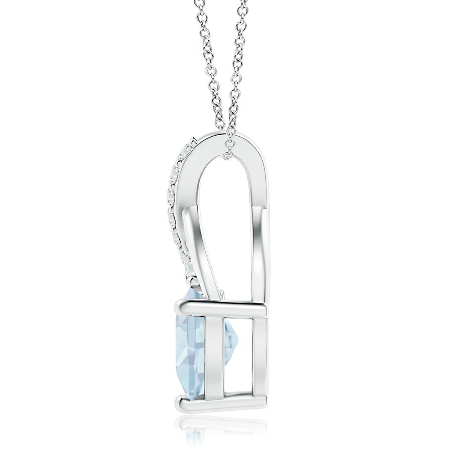 7mm A Solitaire Heart Aquamarine Pendant with Twisted Diamond Bale in S999 Silver side 199