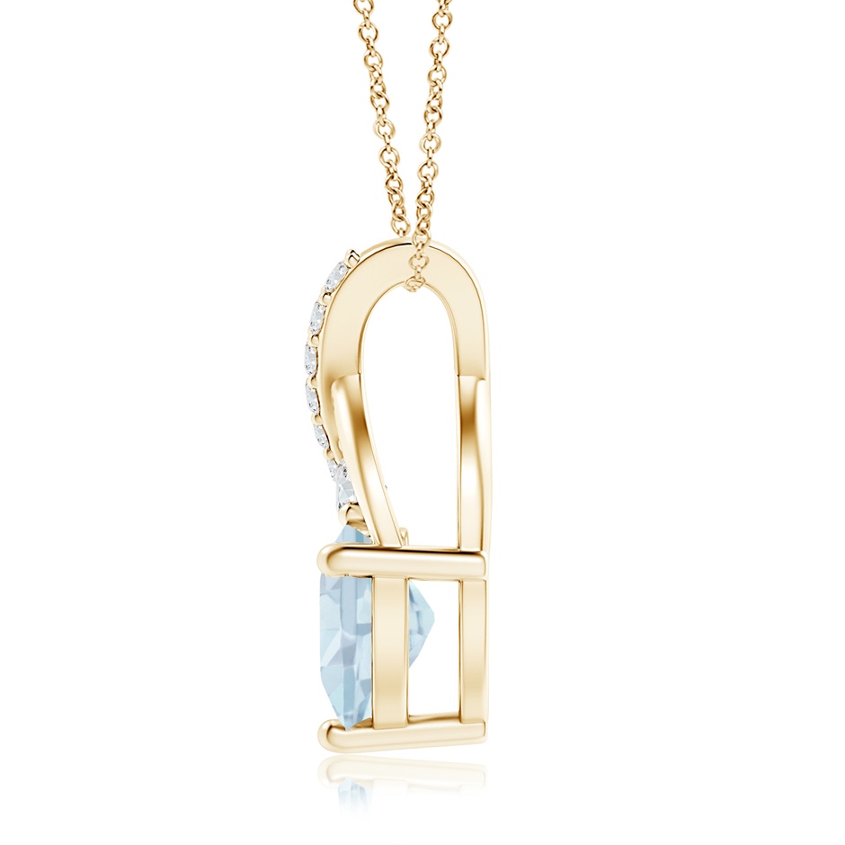 7mm A Solitaire Heart Aquamarine Pendant with Twisted Diamond Bale in Yellow Gold side 199