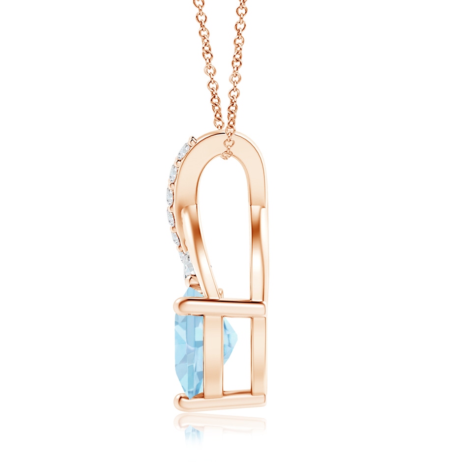 7mm AAA Solitaire Heart Aquamarine Pendant with Twisted Diamond Bale in Rose Gold side 199