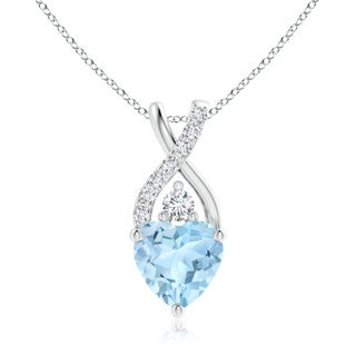 7mm AAA Solitaire Heart Aquamarine Pendant with Twisted Diamond Bale in White Gold