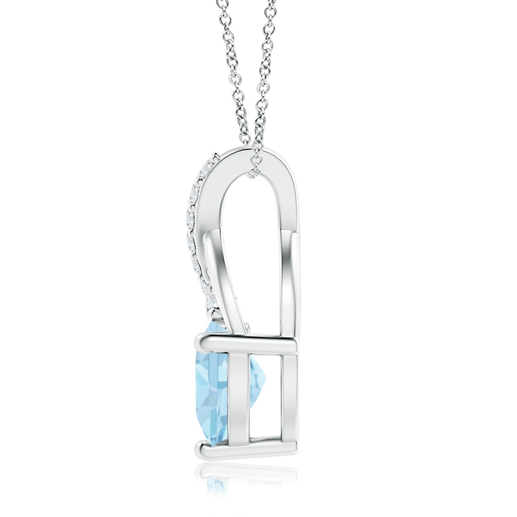 7mm AAA Solitaire Heart Aquamarine Pendant with Twisted Diamond Bale in White Gold Side 199