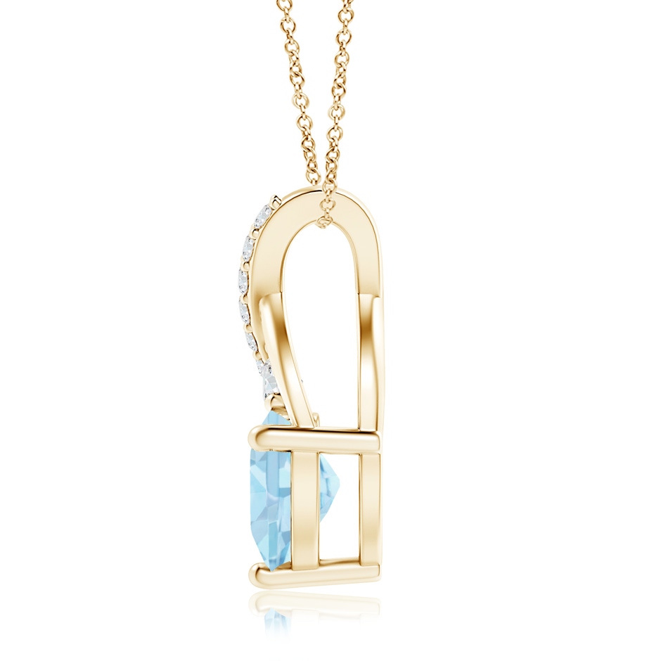 7mm AAA Solitaire Heart Aquamarine Pendant with Twisted Diamond Bale in Yellow Gold side 199