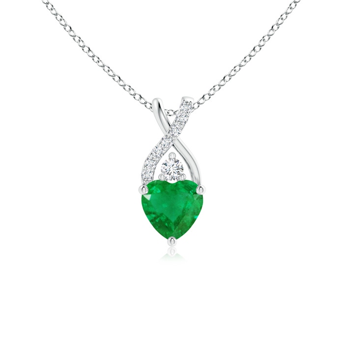 5mm AA Solitaire Heart Emerald Pendant with Twisted Diamond Bale in S999 Silver