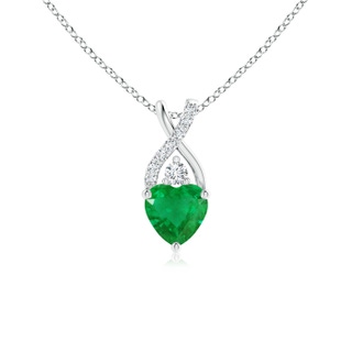 5mm AA Solitaire Heart Emerald Pendant with Twisted Diamond Bale in S999 Silver