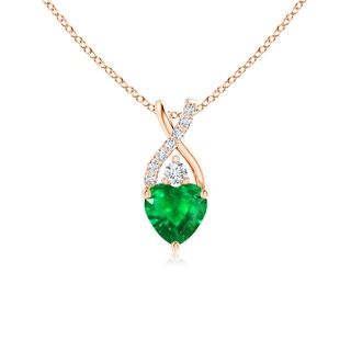 5mm AAA Solitaire Heart Emerald Pendant with Twisted Diamond Bale in 10K Rose Gold
