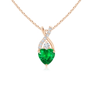 5mm AAA Solitaire Heart Emerald Pendant with Twisted Diamond Bale in 9K Rose Gold