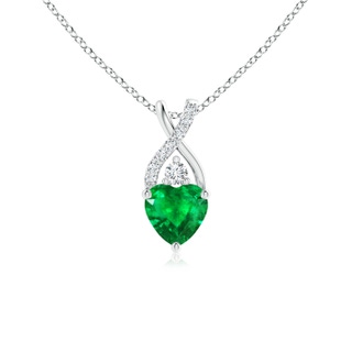 5mm AAA Solitaire Heart Emerald Pendant with Twisted Diamond Bale in 9K White Gold