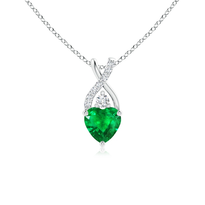 5mm AAA Solitaire Heart Emerald Pendant with Twisted Diamond Bale in P950 Platinum 
