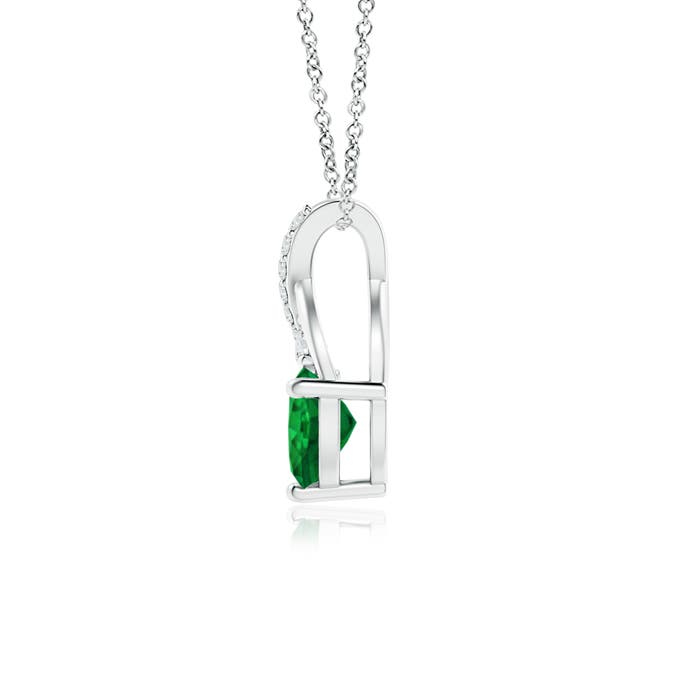 5mm AAA Solitaire Heart Emerald Pendant with Twisted Diamond Bale in P950 Platinum - side 1
