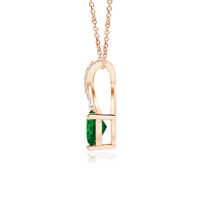 5mm AAAA Solitaire Heart Emerald Pendant with Twisted Diamond Bale in 9K Rose Gold Product Image