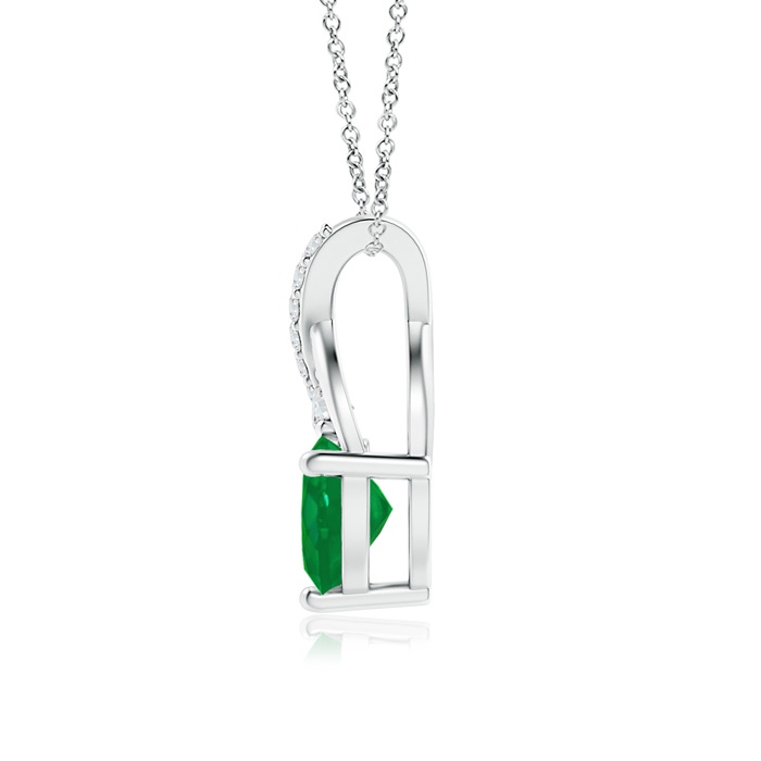 6mm AA Solitaire Heart Emerald Pendant with Twisted Diamond Bale in P950 Platinum product image