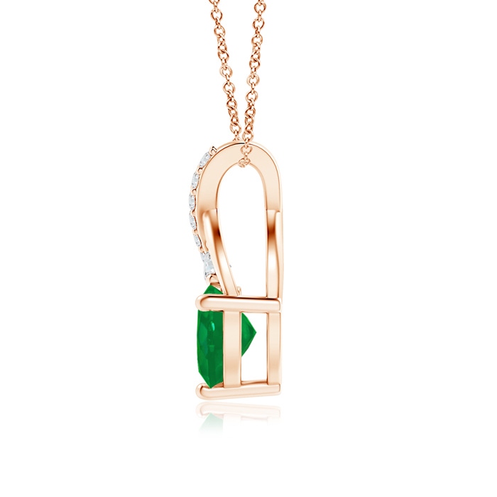 6mm AA Solitaire Heart Emerald Pendant with Twisted Diamond Bale in Rose Gold product image