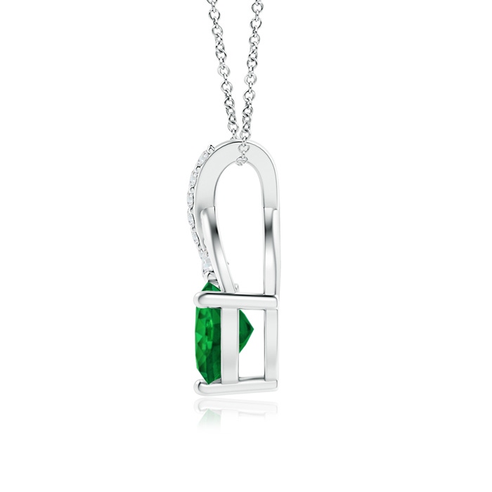 6mm AAA Solitaire Heart Emerald Pendant with Twisted Diamond Bale in White Gold Product Image
