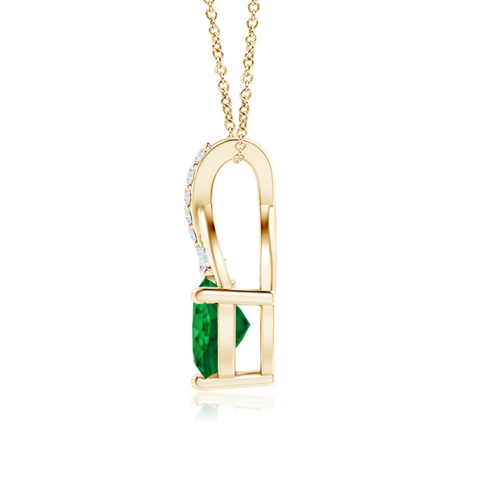 6mm AAA Solitaire Heart Emerald Pendant with Twisted Diamond Bale in Yellow Gold product image