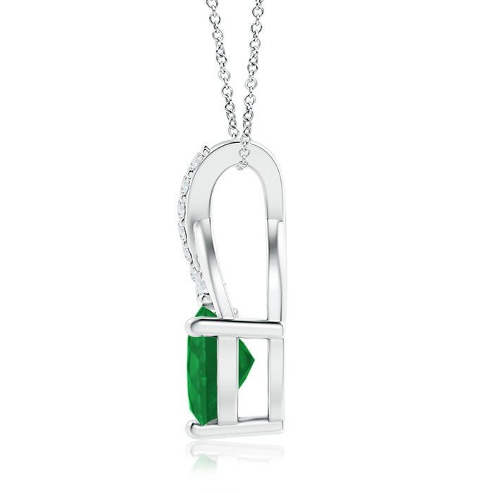 7mm A Solitaire Heart Emerald Pendant with Twisted Diamond Bale in 10K White Gold product image