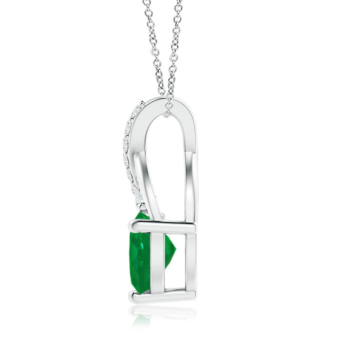 7mm AA Solitaire Heart Emerald Pendant with Twisted Diamond Bale in P950 Platinum product image