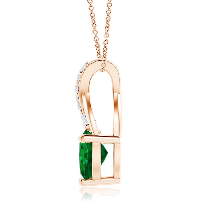 7mm AAAA Solitaire Heart Emerald Pendant with Twisted Diamond Bale in 9K Rose Gold product image