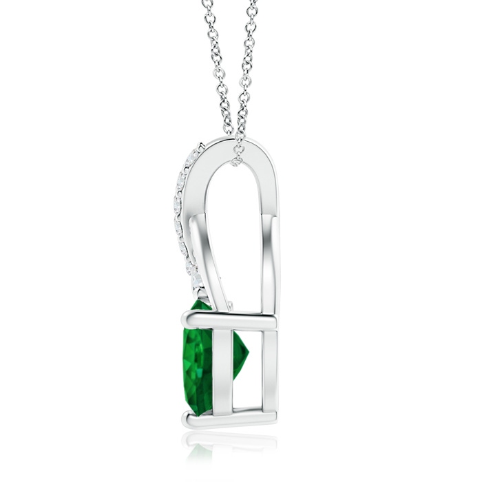 7mm AAAA Solitaire Heart Emerald Pendant with Twisted Diamond Bale in P950 Platinum product image