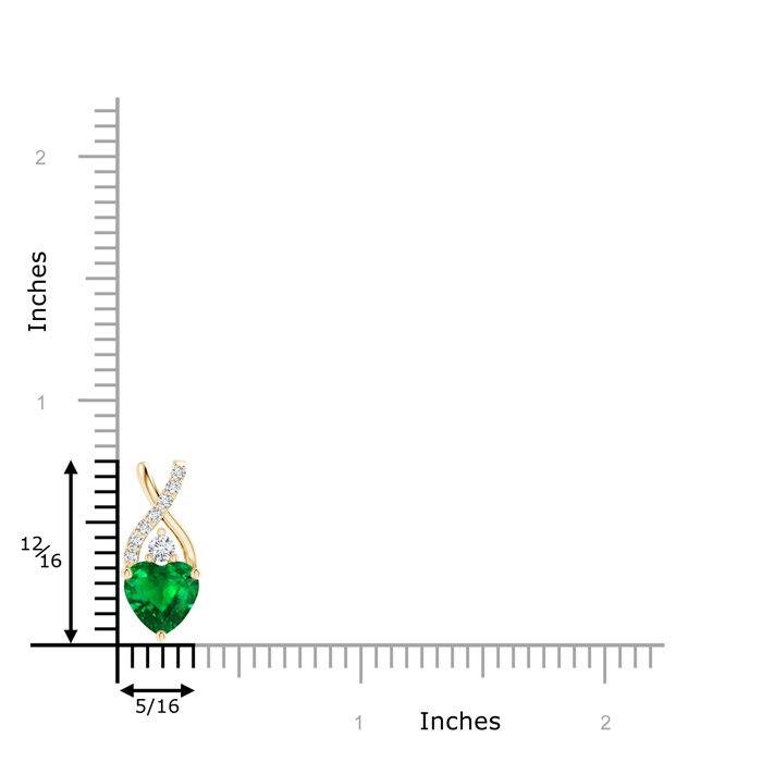 7mm AAAA Solitaire Heart Emerald Pendant with Twisted Diamond Bale in Yellow Gold Product Image