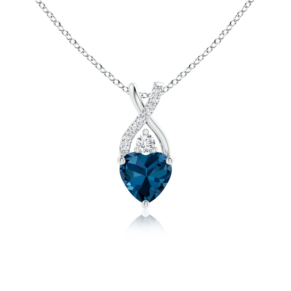 5mm AAA Solitaire Heart London Blue Topaz Pendant with Twisted Diamond Bale in White Gold 