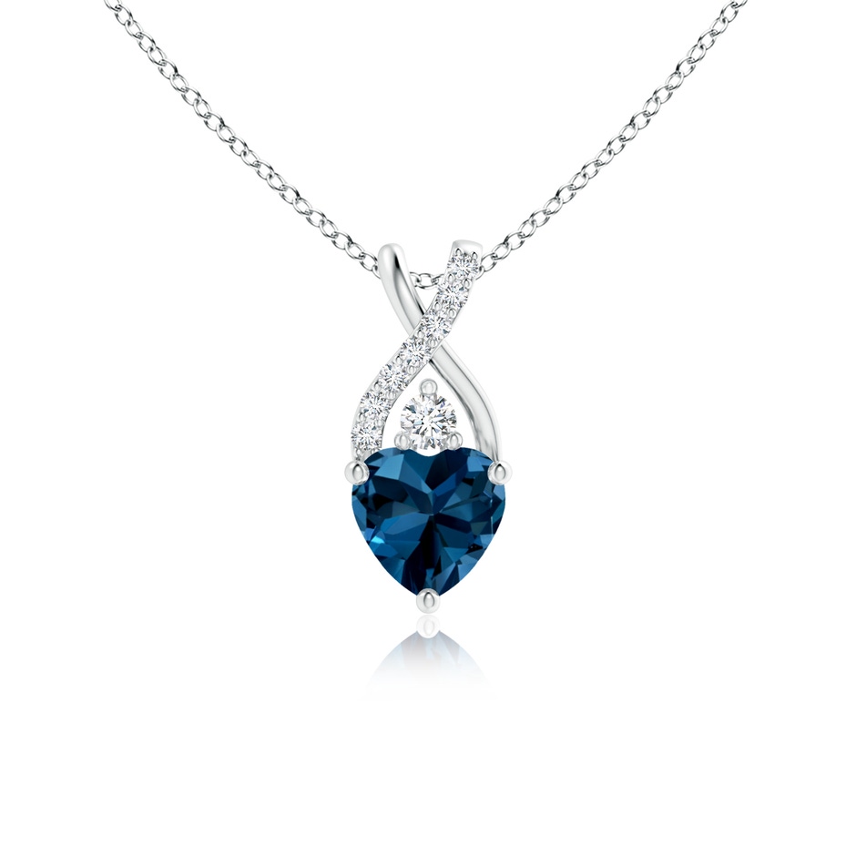 5mm AAAA Solitaire Heart London Blue Topaz Pendant with Twisted Diamond Bale in P950 Platinum 