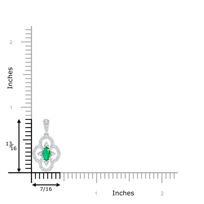 5x3mm A Vintage Style Emerald and Diamond Clover Pendant in P950 Platinum product image