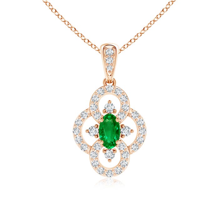 AAAA - Emerald / 0.44 CT / 14 KT Rose Gold