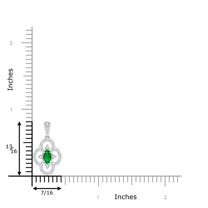 5x3mm AAAA Vintage Style Emerald and Diamond Clover Pendant in White Gold product image
