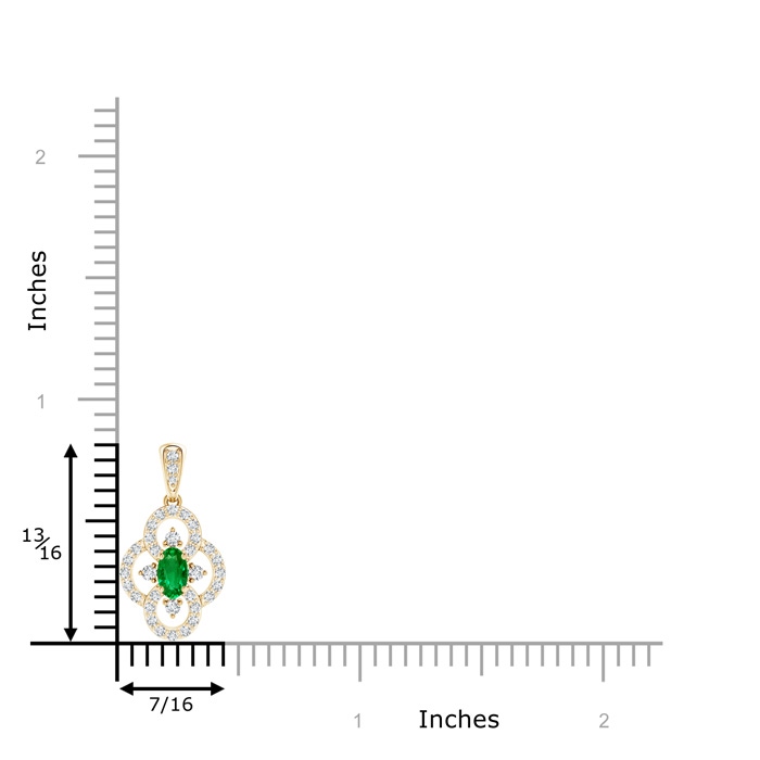 5x3mm AAAA Vintage Style Emerald and Diamond Clover Pendant in Yellow Gold product image