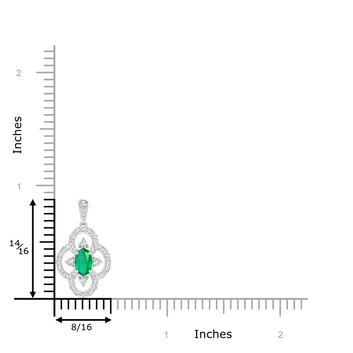 6x4mm A Vintage Style Emerald and Diamond Clover Pendant in White Gold product image