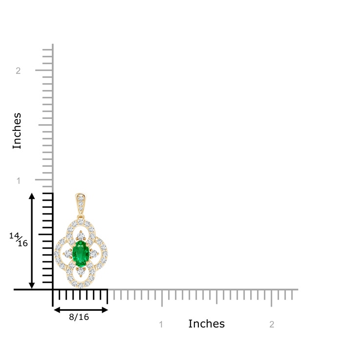 6x4mm AAA Vintage Style Emerald and Diamond Clover Pendant in Yellow Gold Product Image
