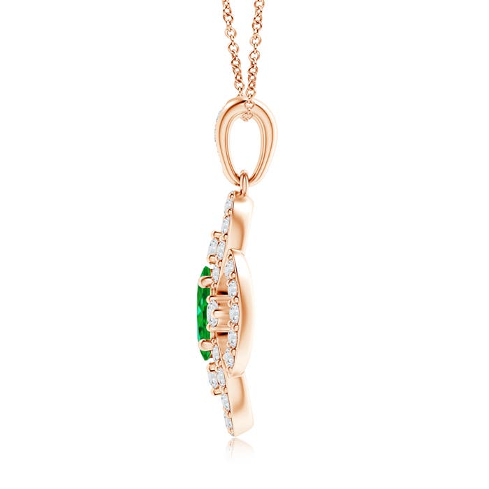 AAAA - Emerald / 0.71 CT / 14 KT Rose Gold