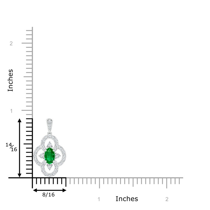6x4mm AAAA Vintage Style Emerald and Diamond Clover Pendant in White Gold product image