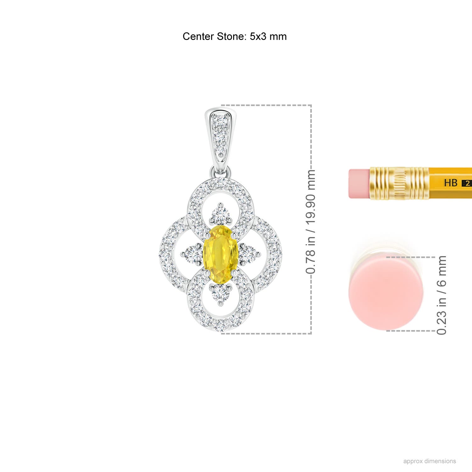 AA - Yellow Sapphire / 0.57 CT / 14 KT White Gold