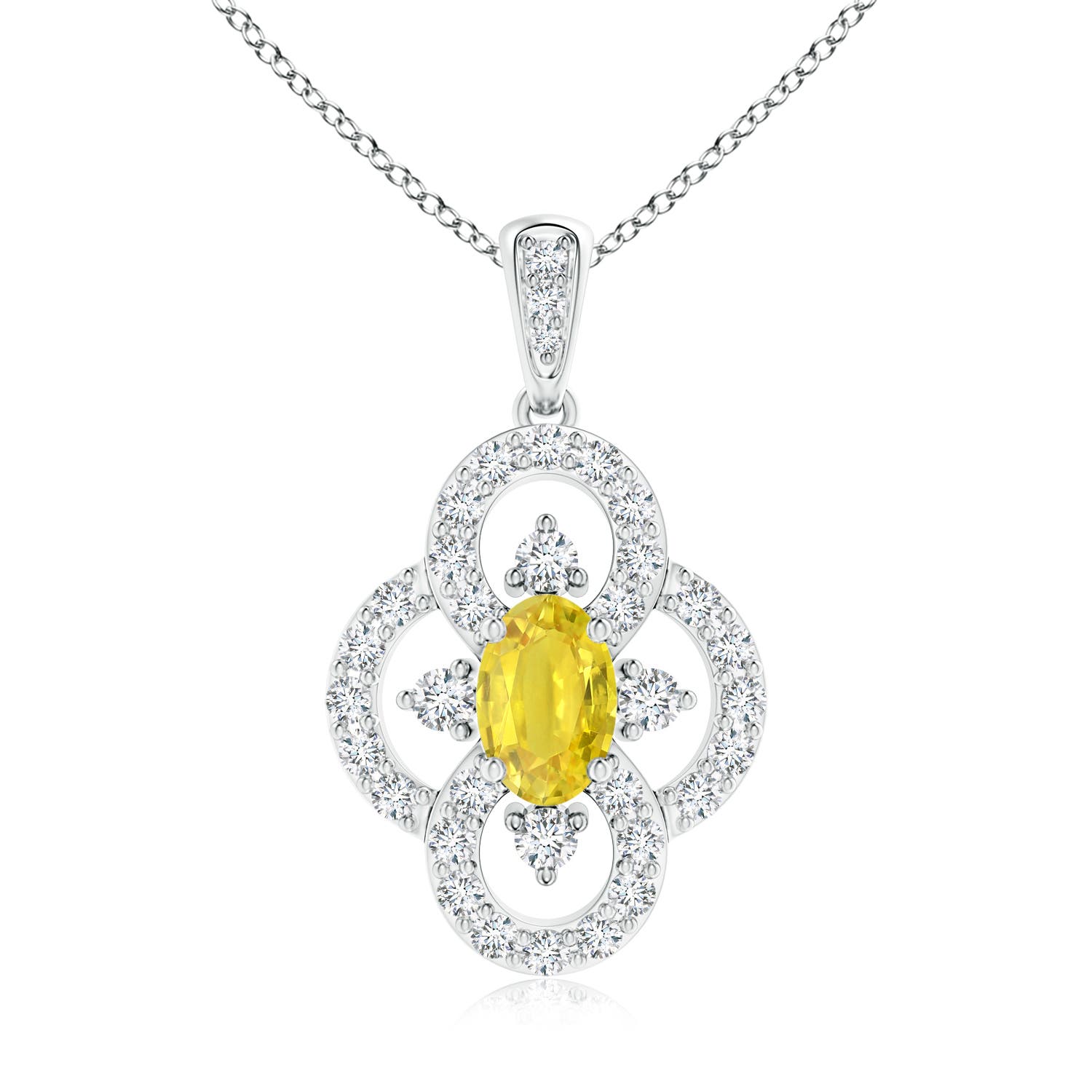 AA - Yellow Sapphire / 0.97 CT / 14 KT White Gold