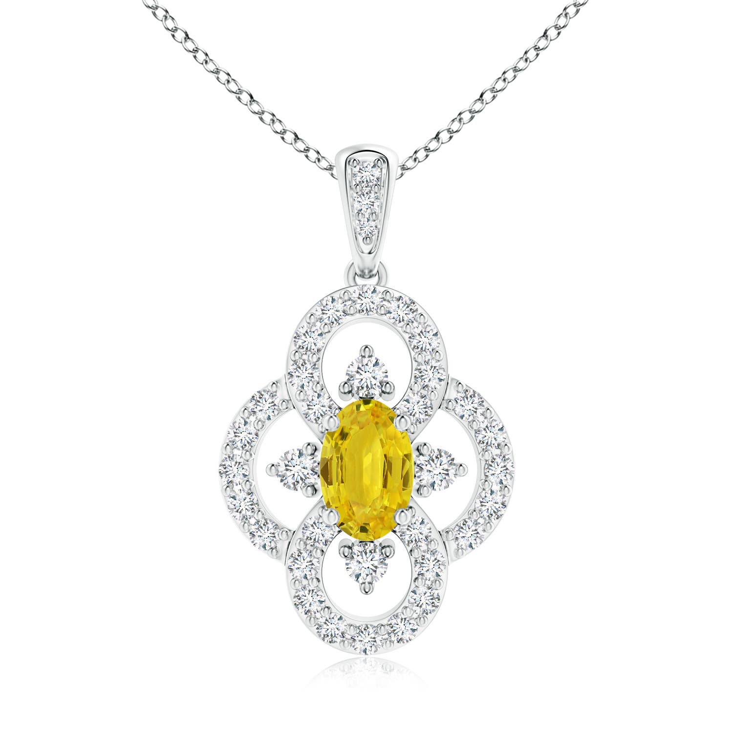 AAA - Yellow Sapphire / 0.97 CT / 14 KT White Gold