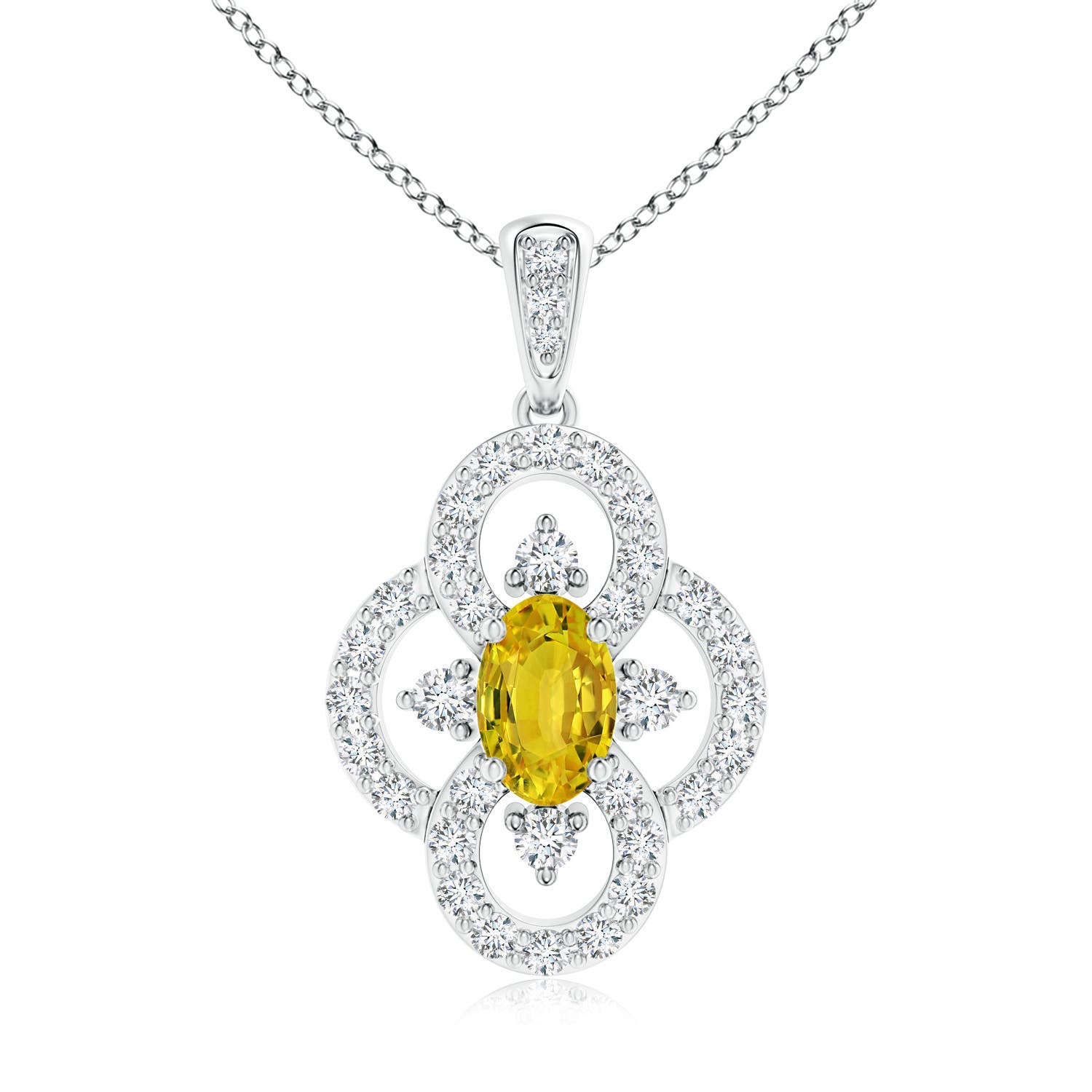 AAAA - Yellow Sapphire / 0.97 CT / 14 KT White Gold