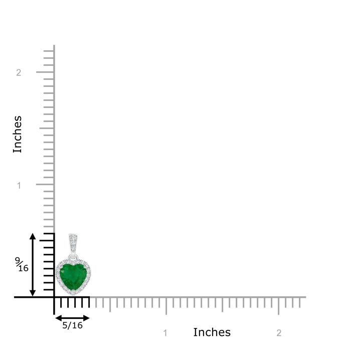 6mm A Heart Emerald Pendant with Diamond Halo in White Gold product image