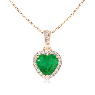 6mm AA Heart Emerald Pendant with Diamond Halo in 10K Rose Gold