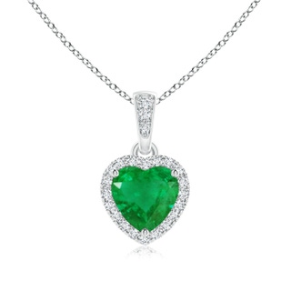 6mm AA Heart Emerald Pendant with Diamond Halo in P950 Platinum