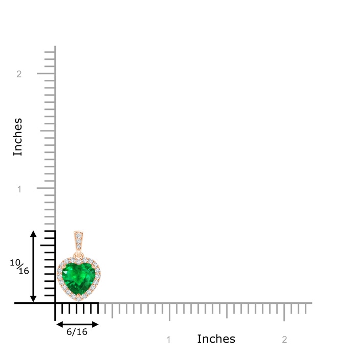 7mm AAA Heart Emerald Pendant with Diamond Halo in Rose Gold product image