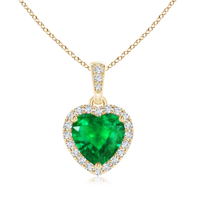 Solitaire Heart Emerald Pendant with Twisted Diamond Bale | Angara