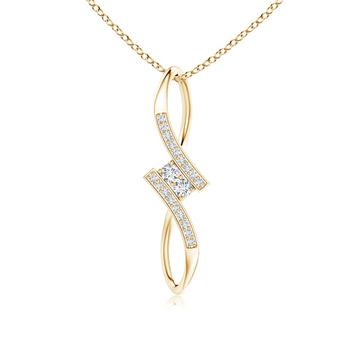 2.4mm GVS2 Prong-Set Two Stone Diamond Bypass Pendant in Yellow Gold 
