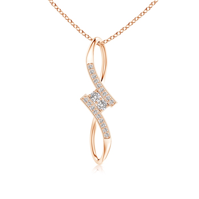 2.4mm IJI1I2 Prong-Set Two Stone Diamond Bypass Pendant in 9K Rose Gold 