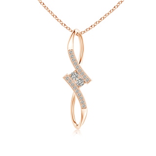 2.4mm KI3 Prong-Set Two Stone Diamond Bypass Pendant in 9K Rose Gold