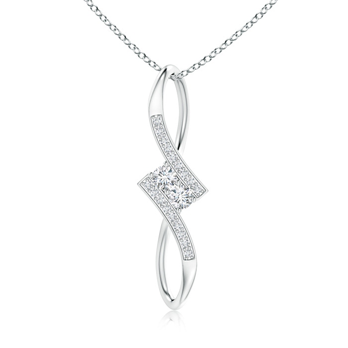 3.2mm GVS2 Prong-Set Two Stone Diamond Bypass Pendant in P950 Platinum 