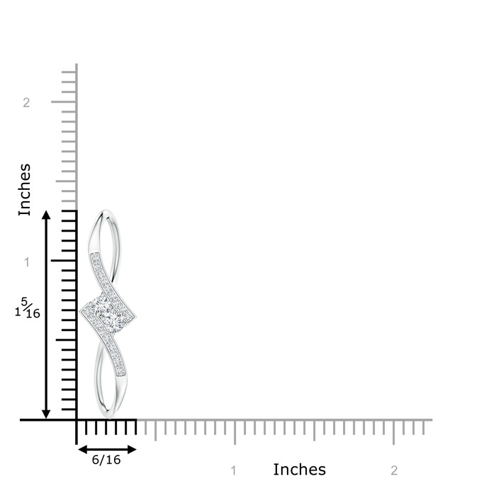 3.2mm GVS2 Prong-Set Two Stone Diamond Bypass Pendant in P950 Platinum product image