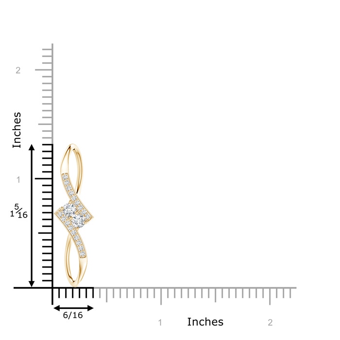 3.2mm GVS2 Prong-Set Two Stone Diamond Bypass Pendant in Yellow Gold product image