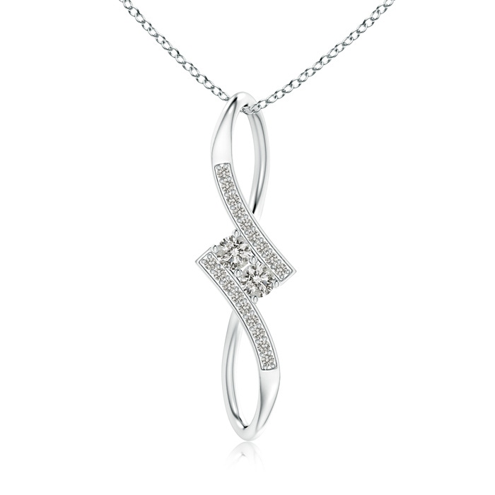 3.2mm KI3 Prong-Set Two Stone Diamond Bypass Pendant in White Gold 